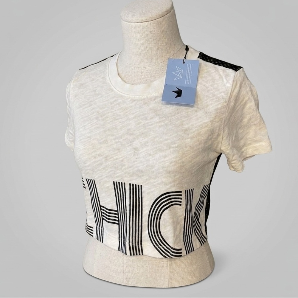 Kids NWT ✨ CHICK White Graphic Crop Top with Mesh Back Mesh Detail- size 16